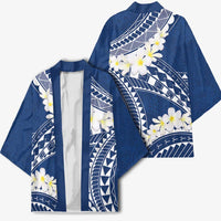 Polynesian Vintage Floral Kimono Navy Blue Motifs - Polynesian Pride
