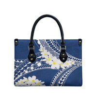 Polynesian Vintage Floral Leather Bag Navy Blue Motifs - Polynesian Pride