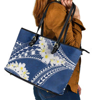 Polynesian Vintage Floral Leather Tote Bag Navy Blue Motifs LT7 - Polynesian Pride
