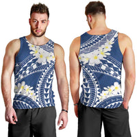 Polynesian Vintage Floral Men Tank Top Navy Blue Motifs - Polynesian Pride