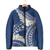 Polynesian Vintage Floral Padded Jacket Navy Blue Motifs - Polynesian Pride