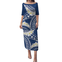 Polynesian Vintage Floral Puletasi Navy Blue Motifs - Polynesian Pride