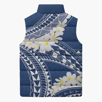 Polynesian Vintage Floral Sleeveless Puffer Jacket Navy Blue Motifs - Polynesian Pride