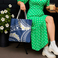 Polynesian Vintage Floral Tote Bag Navy Blue Motifs - Polynesian Pride