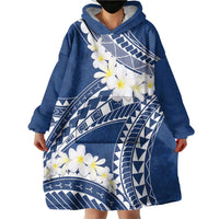 Polynesian Vintage Floral Wearable Blanket Hoodie Navy Blue Motifs - Polynesian Pride