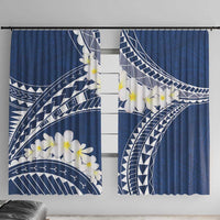 Polynesian Vintage Floral Window Curtain Navy Blue Motifs - Polynesian Pride