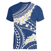 Polynesian Vintage Floral Women V-Neck T-Shirt Navy Blue Motifs - Polynesian Pride