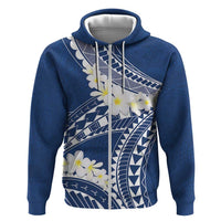 Polynesian Vintage Floral Zip Hoodie Navy Blue Motifs - Polynesian Pride