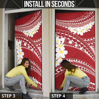 Polynesian Vintage Floral Door Cover Scarlet Motifs - Polynesian Pride