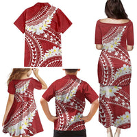 Polynesian Vintage Floral Family Matching Puletasi and Hawaiian Shirt Scarlet Motifs - Polynesian Pride