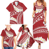 Polynesian Vintage Floral Family Matching Summer Maxi Dress and Hawaiian Shirt Scarlet Motifs - Polynesian Pride