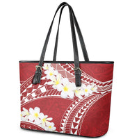 Polynesian Vintage Floral Leather Tote Bag Scarlet Motifs LT7 - Polynesian Pride