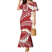 Polynesian Vintage Floral Mermaid Dress Scarlet Motifs - Polynesian Pride