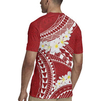 Polynesian Vintage Floral Rugby Jersey Scarlet Motifs - Polynesian Pride