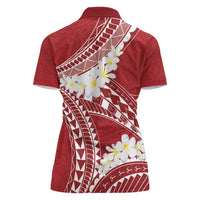 Polynesian Vintage Floral Women Polo Shirt Scarlet Motifs - Polynesian Pride