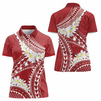 Polynesian Vintage Floral Women Polo Shirt Scarlet Motifs - Polynesian Pride