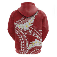 Polynesian Vintage Floral Zip Hoodie Scarlet Motifs - Polynesian Pride