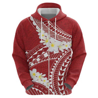 Polynesian Vintage Floral Zip Hoodie Scarlet Motifs - Polynesian Pride