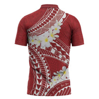 Polynesian Vintage Floral Zipper Polo Shirt Scarlet Motifs - Polynesian Pride