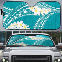 Polynesian Vintage Floral Auto Sun Shade Teal Motifs - Polynesian Pride