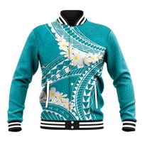 Polynesian Vintage Floral Baseball Jacket Teal Motifs - Polynesian Pride