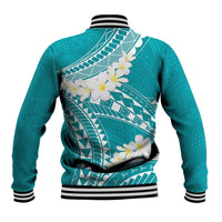 Polynesian Vintage Floral Baseball Jacket Teal Motifs - Polynesian Pride