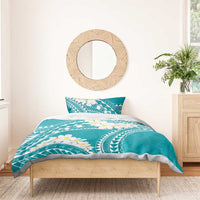 Polynesian Vintage Floral Bedding Set Teal Motifs - Polynesian Pride