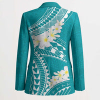 Polynesian Vintage Floral Blazer Teal Motifs - Polynesian Pride