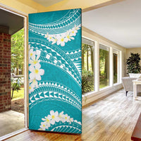 Polynesian Vintage Floral Door Cover Teal Motifs - Polynesian Pride