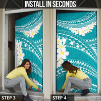 Polynesian Vintage Floral Door Cover Teal Motifs - Polynesian Pride