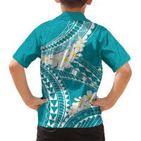 Polynesian Vintage Floral Family Matching Short Sleeve Bodycon Dress and Hawaiian Shirt Teal Motifs - Polynesian Pride