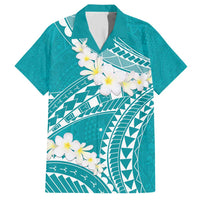 Polynesian Vintage Floral Family Matching Short Sleeve Bodycon Dress and Hawaiian Shirt Teal Motifs - Polynesian Pride