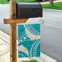 Polynesian Vintage Floral Garden Flag Teal Motifs - Polynesian Pride