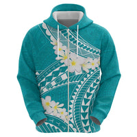 Polynesian Vintage Floral Hoodie Teal Motifs - Polynesian Pride