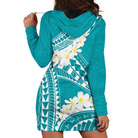 Polynesian Vintage Floral Hoodie Dress Teal Motifs LT7 - Polynesian Pride