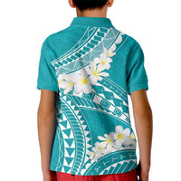 Polynesian Vintage Floral Kid Polo Shirt Teal Motifs - Polynesian Pride