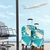 Polynesian Vintage Floral Luggage Cover Teal Motifs - Polynesian Pride