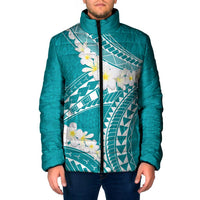 Polynesian Vintage Floral Padded Jacket Teal Motifs - Polynesian Pride