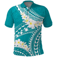 Polynesian Vintage Floral Polo Shirt Teal Motifs - Polynesian Pride