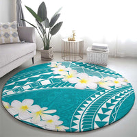 Polynesian Vintage Floral Round Carpet Teal Motifs - Polynesian Pride