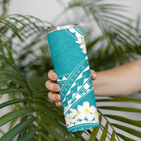 Polynesian Vintage Floral Skinny Tumbler Teal Motifs - Polynesian Pride