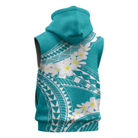 Polynesian Vintage Floral Sleeveless Zip Hoodie Teal Motifs LT7 - Polynesian Pride