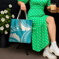 Polynesian Vintage Floral Tote Bag Teal Motifs - Polynesian Pride
