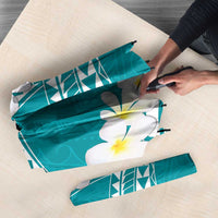 Polynesian Vintage Floral Umbrella Teal Motifs - Polynesian Pride