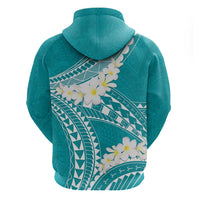 Polynesian Vintage Floral Zip Hoodie Teal Motifs - Polynesian Pride