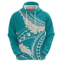 Polynesian Vintage Floral Zip Hoodie Teal Motifs - Polynesian Pride