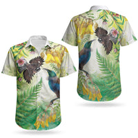 New Zealand Maori Mahuru Couples Matching Off The Shoulder Long Sleeve Dress and Hawaiian Shirt Tui With Pikawakawa Spring Colors LT7 - Polynesian Pride