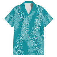 Hawaii Plumeria Lei Family Matching Puletasi and Hawaiian Shirt Aloha Festive Vibe - Teal