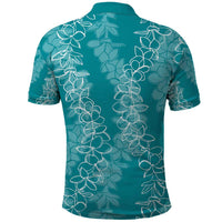 Hawaii Plumeria Lei Polo Shirt Aloha Festive Vibe - Teal