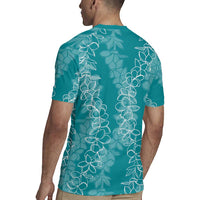 Hawaii Plumeria Lei Rugby Jersey Aloha Festive Vibe - Teal